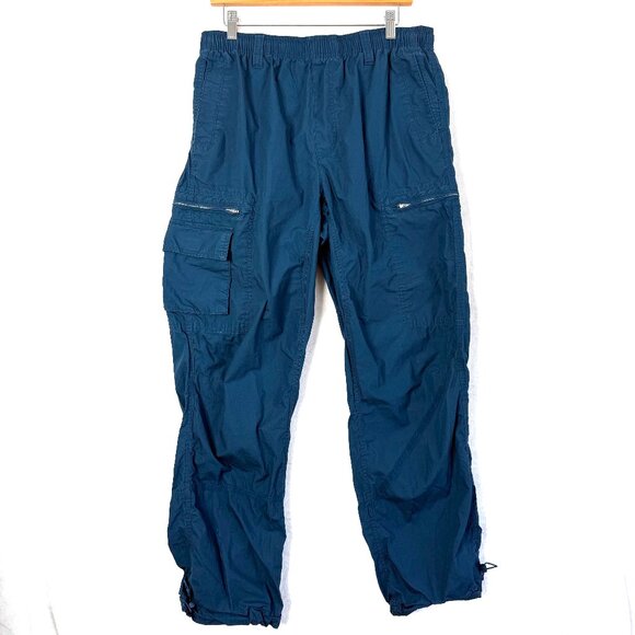 Standard Cloth Relaxed Fit Utility Drawstring Gorpcore Cargo Pants Mens L Blue - Picture 1 of 7
